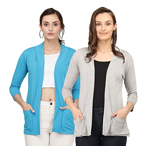 Image of Women's Cotton Shrugs with Pockets, Summer Shrugs for Ladies, Pack of Two