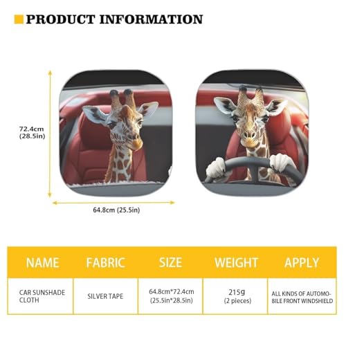 Image of Driving Giraffe 2 PCS Car Windshield Sun Shade Foldable Automotive Interior Accessories for Sun Protection Auto Sun Heat and UV Rays Blocker Fit Car Front Window for Trucks SUV Van