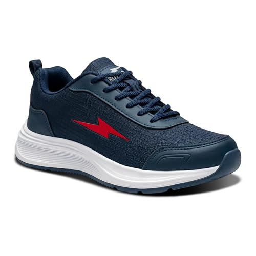 Image of BRUTON Men's Blue Casual Sneakers | Lightweight Cushioned Lace-Up Shoes | Breathable Fashion Footwear for Walking, Travel, College