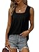 Ruffled Square Collar Casual Tank Summer Casual Fashion Camping Seaside Party Sleeveless Tank Women's Mother top Vest(Medium,Black)
