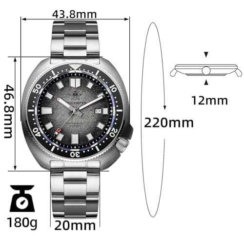 ADDIESDIVE Zegarek męski do nurkowania wodoodporność do 200m mechanizm kwarcowy 2115 syntetyczne szkło szafirowe obrotowy pierścień data BGW9 ze świecącą zegarek ze stali nierdzewnej AD2511
