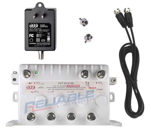 Reliable Cable 5-Port MoCA Cable TV Modem Splitter Signal Booster/Amplifier Kit with Active Return (NOT Recommended for use with Antenna Systems (OTA) and Will NOT Work with Satellite Systems) by Reliable Cable Products - Used condition - US$26.03