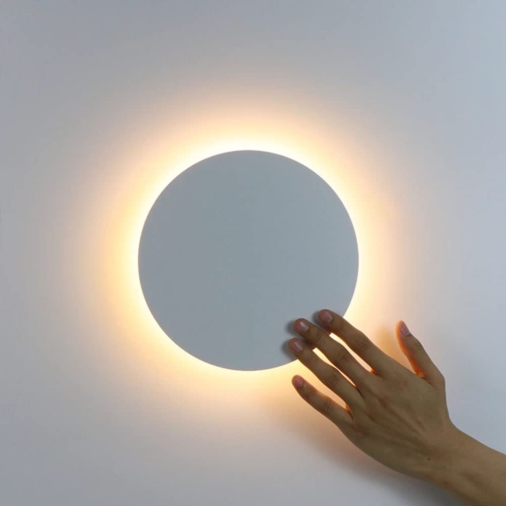 LED White Rund Wandleuchte Innen mit Touch Schalter 12W Modern Wandlampe Verstellbar 3 Farbtemperatur Nachttischlampen Schlafzimmerlampe Treppe Flur Wandleuchtung für Wohnzimmer Hotel Kinderzimmer