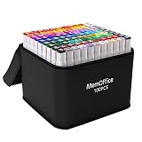 MemOffice 100 Colors Dual Tip Artist Alcohol Markers Set with Carrying Case - Perfect for Coloring, Drawing, Sketching, Card Making and Illustration - Perfect for Adults