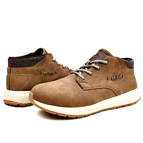 Men's Hiking Shoes Casual Sneaker Ultra Lightweight Chukka Boots Memory Foam Warm Mid Top Lace Up Shoe Non Slip Boot Ankle Brown