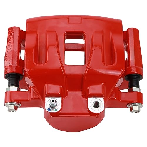 Image of TRQ Front Left Brake Caliper w /Bracket Performance Red Drivers Side