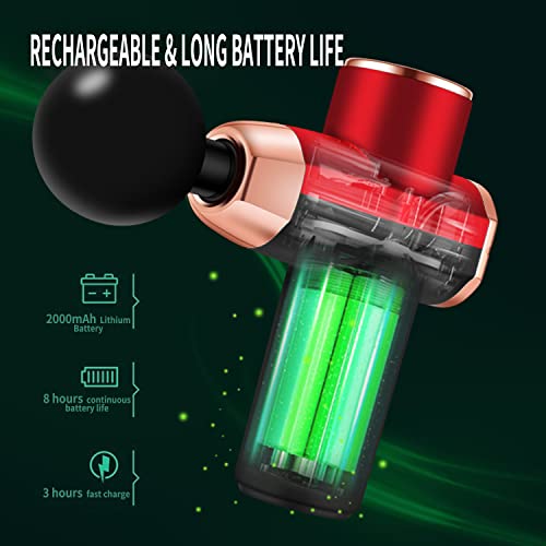 Aiveisi Massage Gun Deep Tissue Mini Massager Usb Charging Lightweight Portable Percussion Muscle Gun For Athletes Handheld Pocket Size Body Neck Shoulder Back Arm Waist Leg Foot Massager (Red) #TOP3