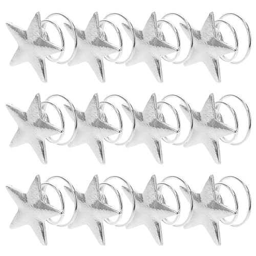POPETPOP Accesorios Cabello 12 Pinzas de Estrella Plateadas en Espiral, Pequeñas y Firmes para Cabello Fino, Ideales para Tocados y Uso Diario