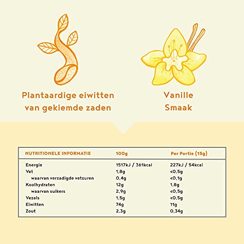 Vegan Protein - Vanille - Plantaardige proteinen van gekiemde rijst, erwten, lijnzaad, amaranth, zonnebloempitten… - Image 5