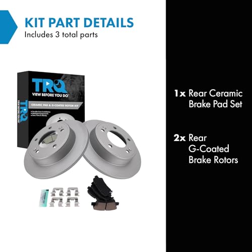 Image of TRQ Rear Brake Pad and Rotor Set Ceramic Coated Rotors Compatible with 2019-2022 Kia Forte