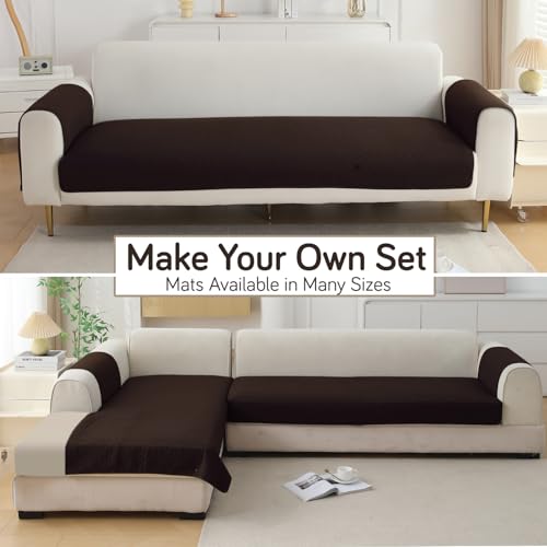 Image of HOKIPO Polyester Quilted Sofa Cover Mats for 1 /2 /3 Seater Sofa and L Shape. Make Your Own Sofa Cover Set, Mat Length 90(D) X 120(L) Cm, Dark Brown (NEW-In-720-Dbr)