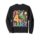 8.5 oz, Klassisch geschnitten Enfant Cheval Gecko 4 ans Anniversaire Garcon Mädchen Lézard Sweatshirt