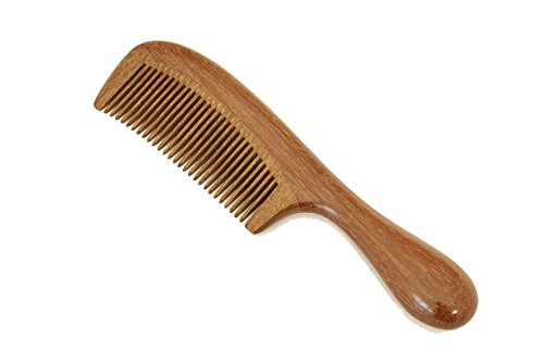 Beard Comb Wooden Comb Medium Tooth Comb Red Sandalwood Handmade Hair Comb Hair Brush with Handle - WC001
