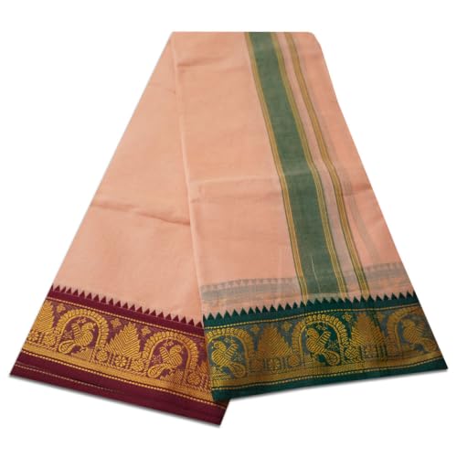 Image of vimayam pure cotton 3 inch border colour dhoti 9X5(Assorted Border design and colours)