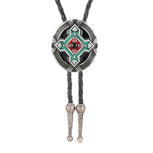 Image of Joxevyia Bolo Tie for Men Vintage Cow Skull Leather Rope Western Cowboy Necktie Vintage Bola Tie Gift for Him
