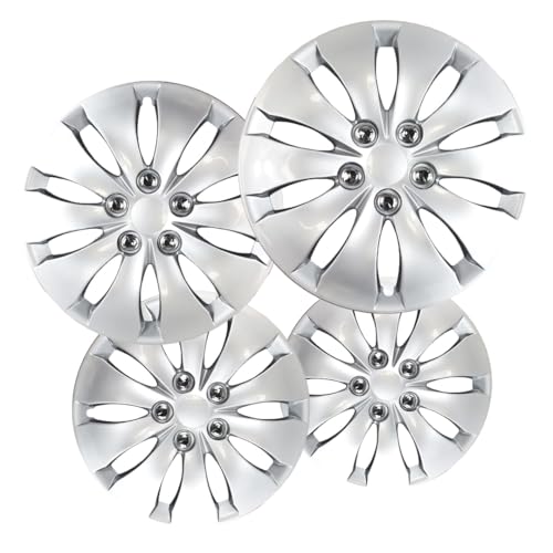 16 inch Hubcaps Best for 2008-2012 Honda Accord - (Set of 4) Wheel Covers 16in Hub Caps Silver Rim Cover - Car Accessories for 16 inch Wheels - Snap On Hubcap, Auto Tire Replacement Exterior Cap