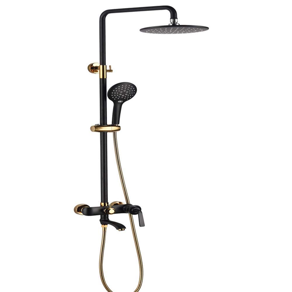 OZBMA Shower Faucets,Wall Bathroom Set Bronze Rainfall Faucet Black Bathtub Tap Waterfall Head Bath