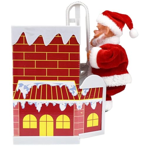 Licsaliwe Juguete de Santa de Escalada eléctrica, Escalador de Escalera Musical con batería para niños Navidad