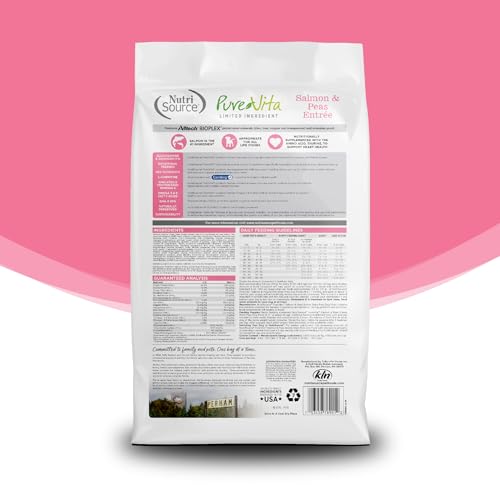 NutriSource Pure Vita Limited Ingredient Grain Free Dry Dog Food, Salmon and Peas, 12LB