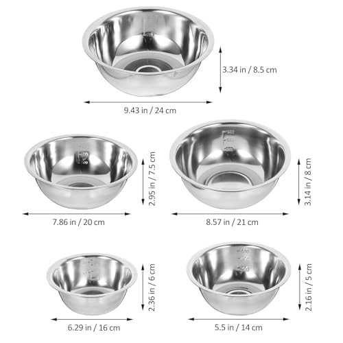 Set de 5 tazones de acero inoxidable para cocina miniatura 2