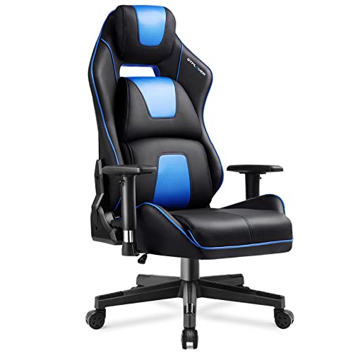 GTPLAYER Silla de oficina para juegos, silla de escritorio, silla giratoria de PC, silla de carreras, altura ajustable, innovadora silla ergonómica con reposacabezas anchos y espalda (azul) Cover