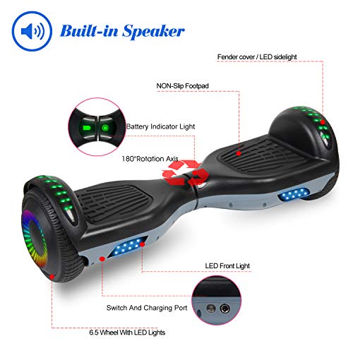 LIEAGLE Hoverboard, Hoverboard with Seat, 6.5\'\' Two Wheel Self Balancing Scooter with LED Lights, Hoverboard with Seat Attachment Combo for Kids - Thumbnail 2