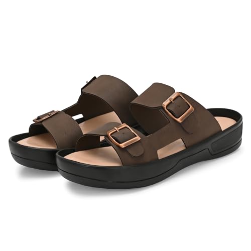 Image of KASTAVA KS 117 Comfortable Premium Synthetic Casual Sandals | Adjustable Buckle Closure | Lightweight Everyday Wear Sandals for Men