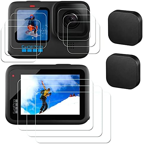 ZLMC [11PCS] Screen protector for GoPro Hero 11 10 9, compatible with GoPro Hero 11 10 9 black, 9PCS tempered glass screen protector + 2PCS rubber lens cover, GoPro Hero 11 10 9 black accessory kit