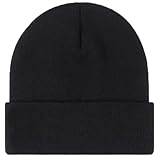 ZOORON Beanie for Men Women Warm Winter Hats Acrylic Knit Cuffed Beanie Cap Unisex Black