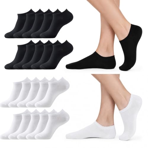 Image of MONFOOT Men's /Women's 10-20 Pairs Thin Cotton Low Cut Ankle Socks, Multipack