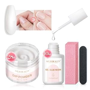 AZUREBEAUTY Nail Repair Kit Transparent Crystal for Broken Cracked Split Weak Nails, Ideal Solution Emergency Easy Quick Fix Dip Powder 28 g 1 Oz Quick-Drying Repair Glue 10 ml Nail File Nail Buffer