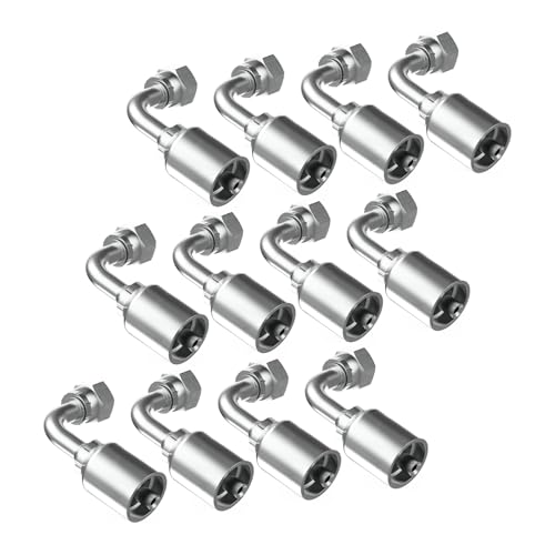 Image of 12PCS 1 /4 inch JIC 37 Female Hydraulic Hose Fittings 90 Elbow, Hydraulic Hose Crimp Fitting Ends for Air Hose Repair Kit