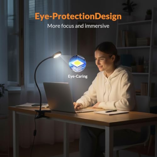 Image of LEPOWER Clip on Light - Color Changeable Reading and Night Light for Desk, Bed Headboard and Computers