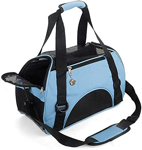 Cat Carrier Airline Approved Pet Carrier,Soft-Sided Pet Travel Carrier for Cats Dogs Puppy Comfort Portable Foldable Pet Bag,Airline Approved(Blue)…