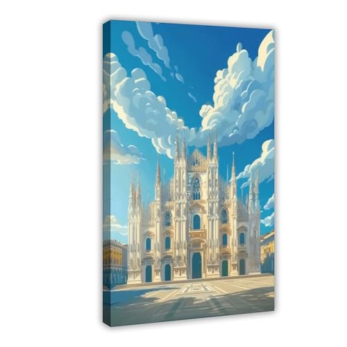 Poster Milan cathédrale italie sur toile grande décoration murale salon chambre 61x91