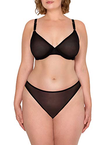 Smart & Sexy Women's Lace Trim & Mesh Panty 2 Packs Sexy Thongs & Cheeky Bikinis, Bark/Black Hue Mesh, 7 #TOP5