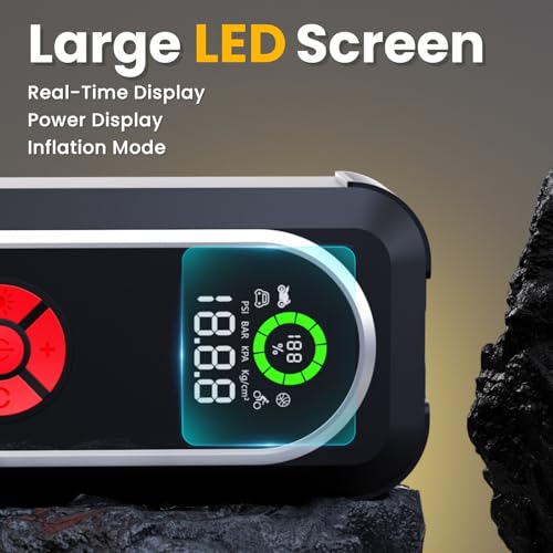 Image of Jump Starter 5000A, Car Battery Jump Starter Portable with 150 PSI Tire Inflator, Portable Air Compressor, Car Jumper Starter for Up to 10.0L Gas & 10.0L Diesel Engines, LED Light, Jumper Cables