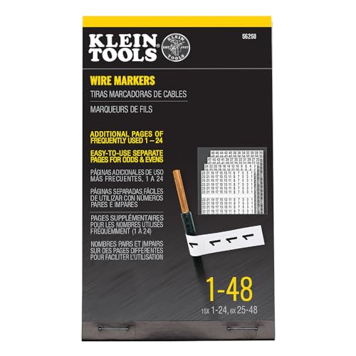 Klein Tools 56250 Wire Marker Book for Cable Management, Electric Panel Organization Wire Label...