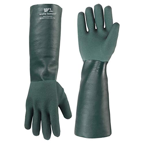 Wells Lamont Heavy Duty 18” PVC Coated Work Gloves | Chemical & Liquid Resistant, Cotton Lined | Men's Large