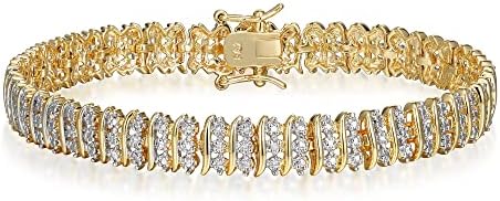 Amazon Essentials Diamond Accent Triple Row S-Link Tennis Bracele...