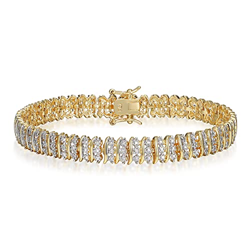 Amazon Essentials Diamond Accent Triple Row S-Link Tennis Bracelet, 7.25