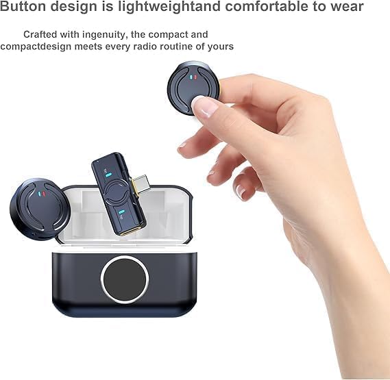 Image of Dual Wireless Clip-On Collar Microphone + Portable Voice Recorder with 65ft Range, Low Latency, Auto Pairing, for Vlogging, Blogging, Gaming, Zoom Meetings, Online Teaching (Q81)