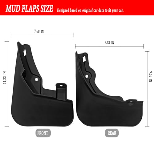 Image of Mud Flaps Mud Guards Fit for 2022-2024 Mitsubishi AIRTREK, Front & Rear Mud Splash Guards Accessories - 4 Pc, Black