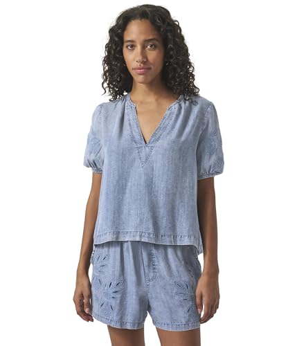 Splendid Women's Cayden Embroidered Blouse, Indigo at Amazon