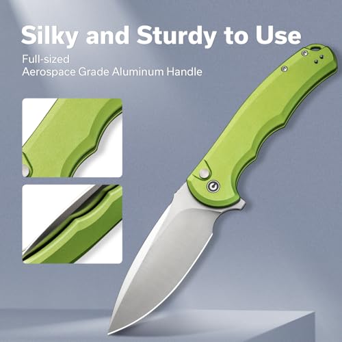 Image of CIVIVI Button Lock Praxis Pocket Knife for EDC, Folding Knife Upgrade with Flipper 3.75 inch Nitro-V Blade plus Aluminum Handle, Cool Stylish Gift for Men Women C18026E-3