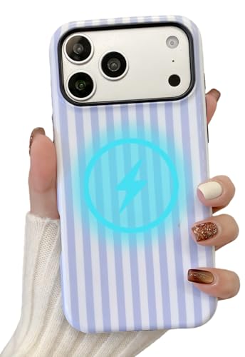 AROJAK iPhone 17 Pro Max�p �P�[�X [Magsafe�Ή�] �X�g���C�v �X�}�z�P�[�X ��w�ی� �ϏՌ����C�J�o�[ ���f�B�[�X �K�[���Y - ���C�g�u���[