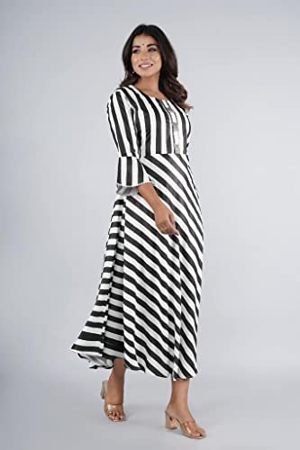 Image of The Comfort Black & White Stylish Dress Gown for Women