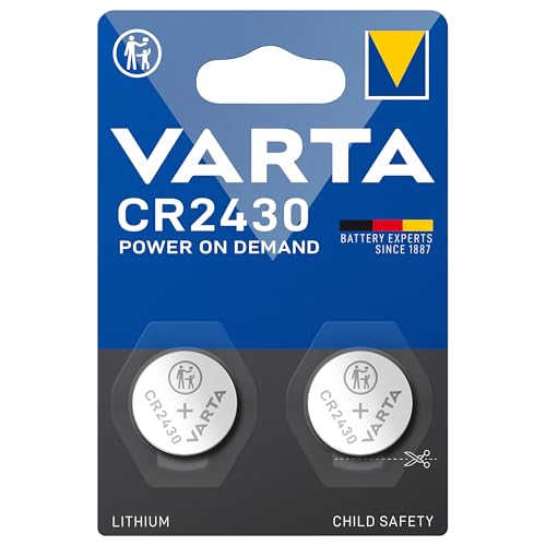 VARTA Batterien Knopfzelle CR2430 2 Stück Lithium Coin 3V kindersichere Verpackung für elektronische Kleingeräte Autoschlüssel Fernbedienung Uhr Waage