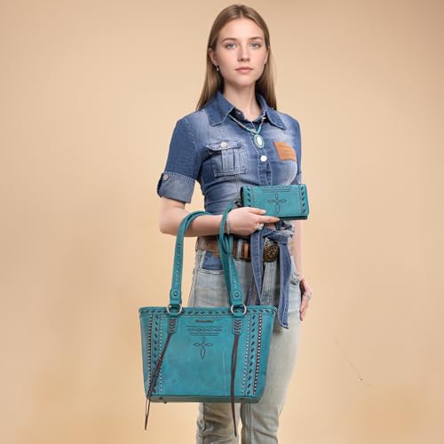 Image of Montana West Spiritual Collection Western Tote Bag for Women Vegan Leather Shoulder Handbag with Wallet
