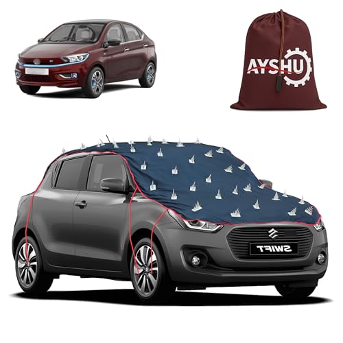 Image of AYSHU Water-Resistant Spike Car Cover for Tata Tigor EV - Protects from Dogs, Monkeys, Dust, Sunlight & UV - Full Roof Universal Fit